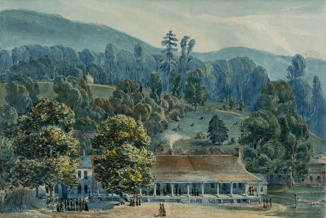 Sala de Jantar e Palcos em White Sulphur Springs, 1832. de John Hazelhurst Boneval Latrobe