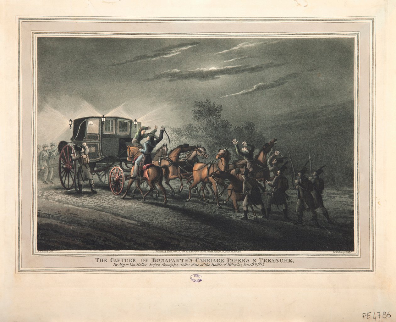 A captura do transporte, papéis e tesouros de Bonaparte pelo major Von Keller, 1816 de John Heaviside Clark