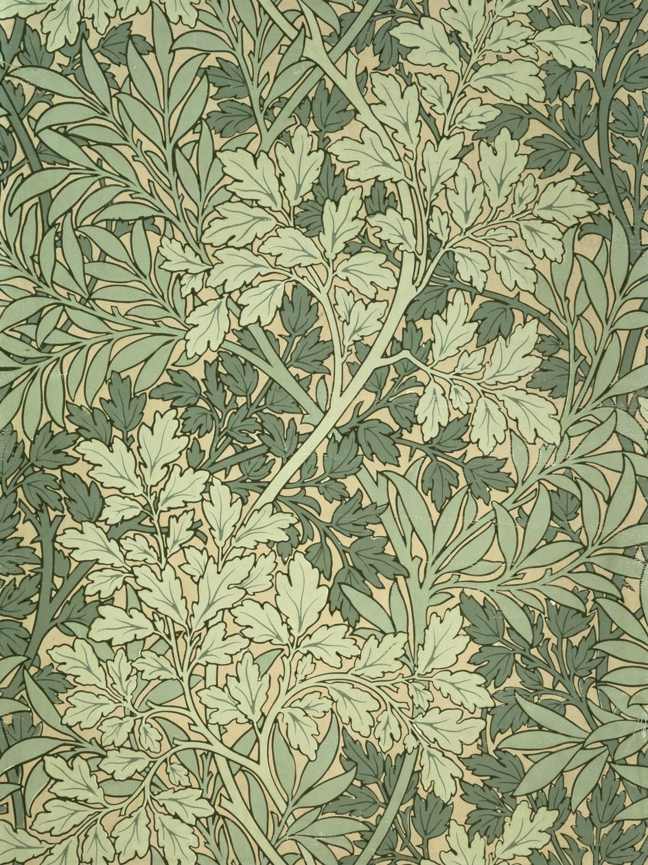 Papel de parede em folhagem, desenhado por John Henry Dearle (1860-1932) para a Morris and Company de John Henry Dearle