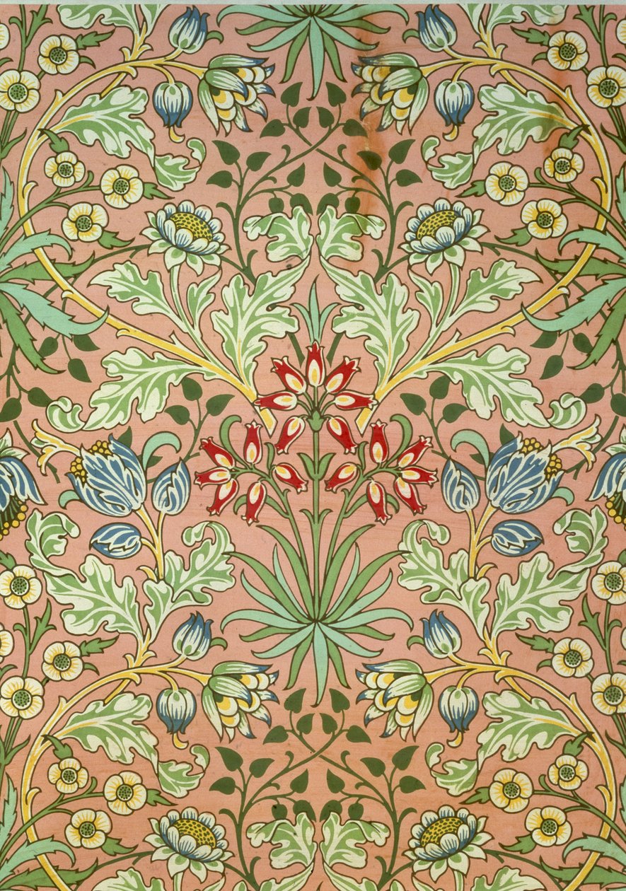 Papel de parede de jacinto, projetado para Morris and Company de John Henry Dearle