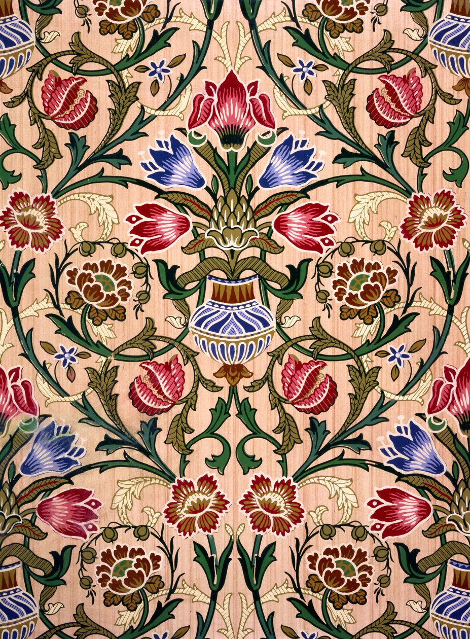 Single Stem Wallpaper Design, 1905 (impressão em xilogravura a cores sobre papel) de John Henry Dearle