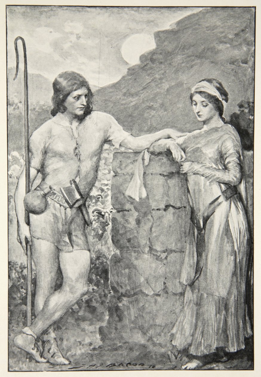 Olaf e Sigrid, de "mitos heróicos e lendas da raça britânica" por MI Ebbutt, 1910 de John Henry Frederick Bacon