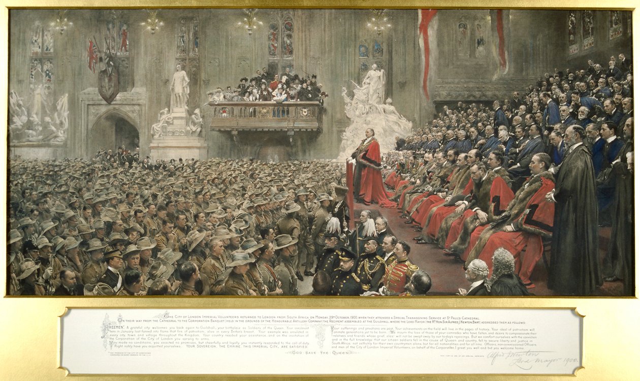 The City Imperial Volunteers em Guildhall, Londres, 1900.   de John Henry Frederick Bacon