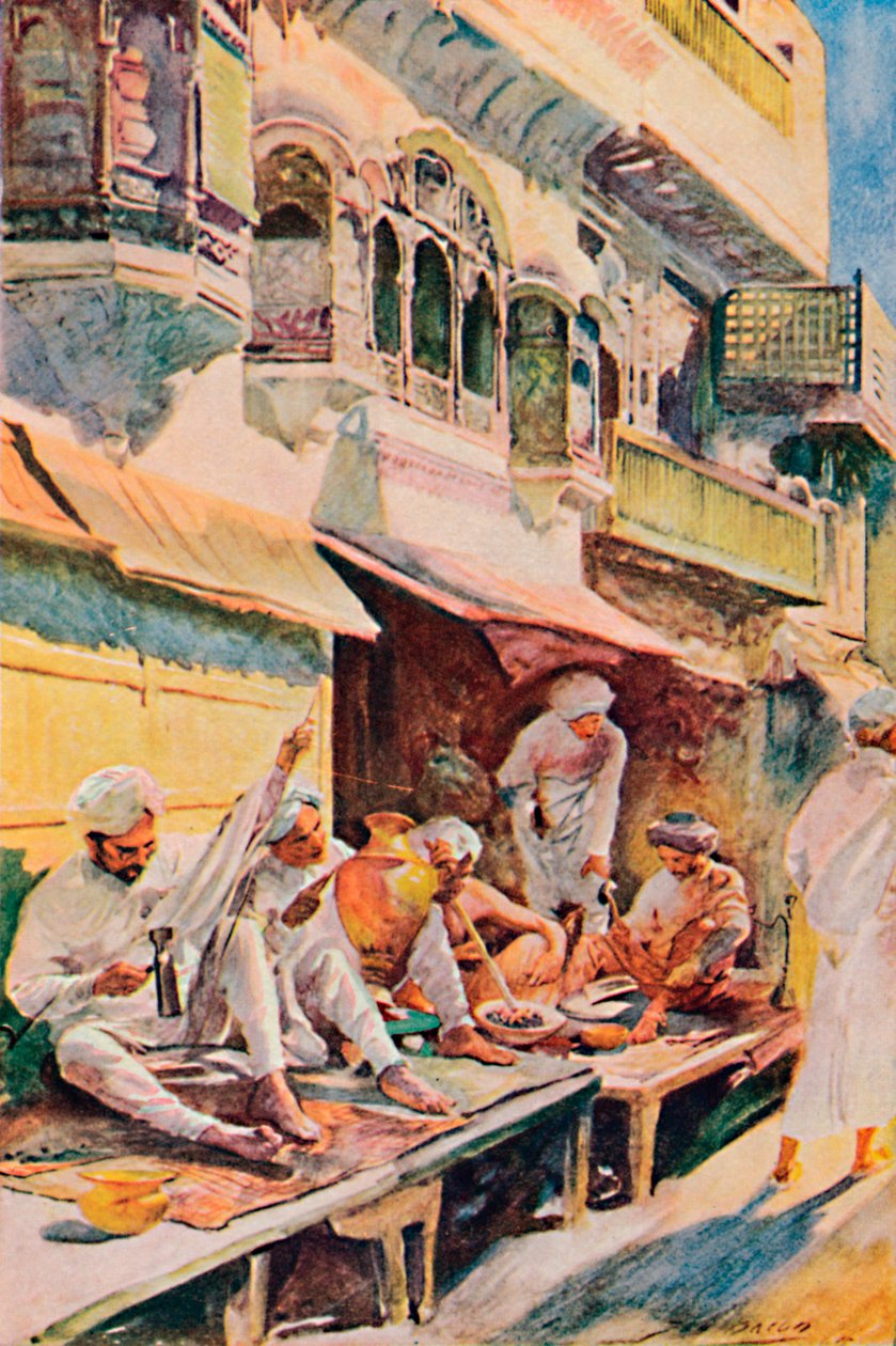 Trabalhadores em um bazar indiano, 1913 de John Henry Frederick Bacon
