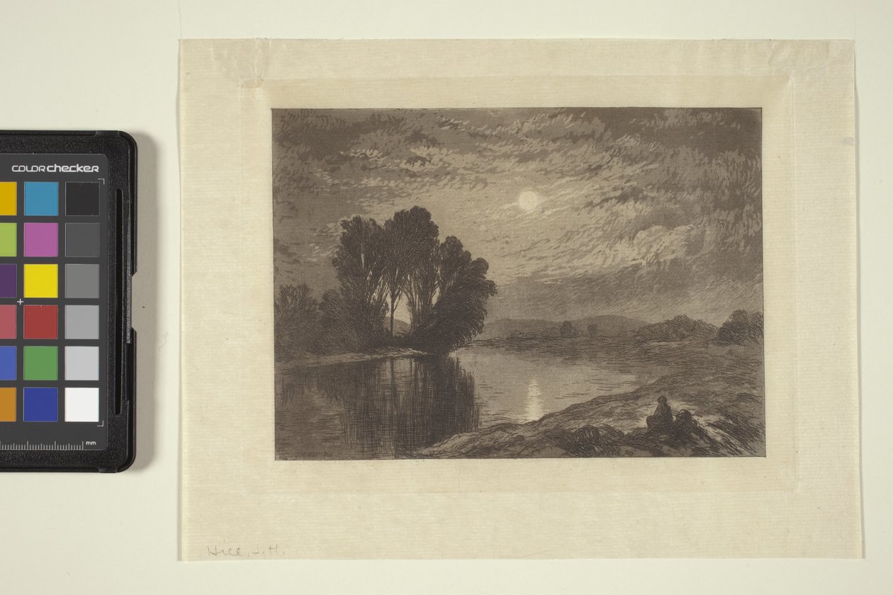 Luz da Lua no Androscoggin (tinta, caneta, lápis) de John Henry Hill