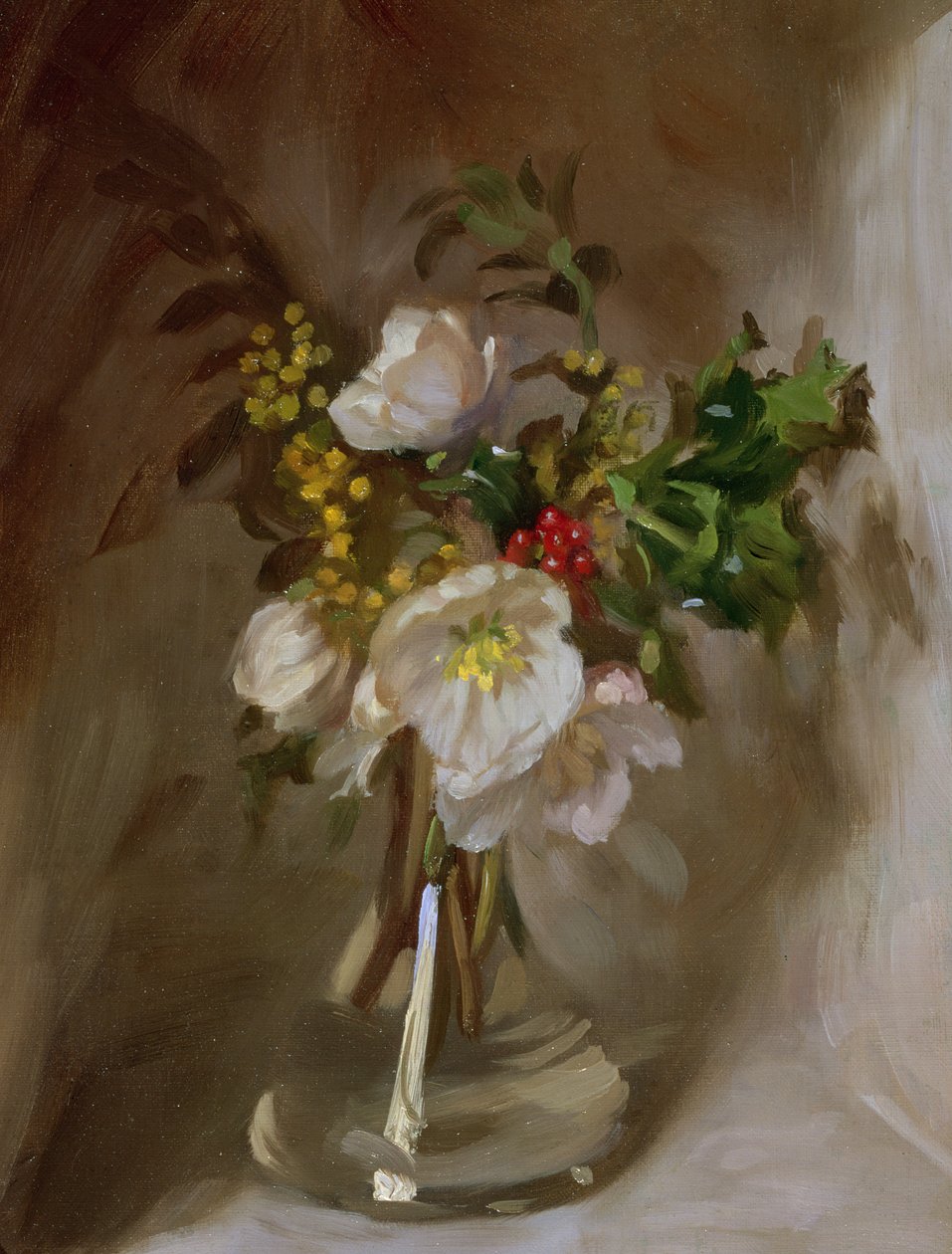 Flores de Inverno (óleo a bordo) de John Henry Lorimer