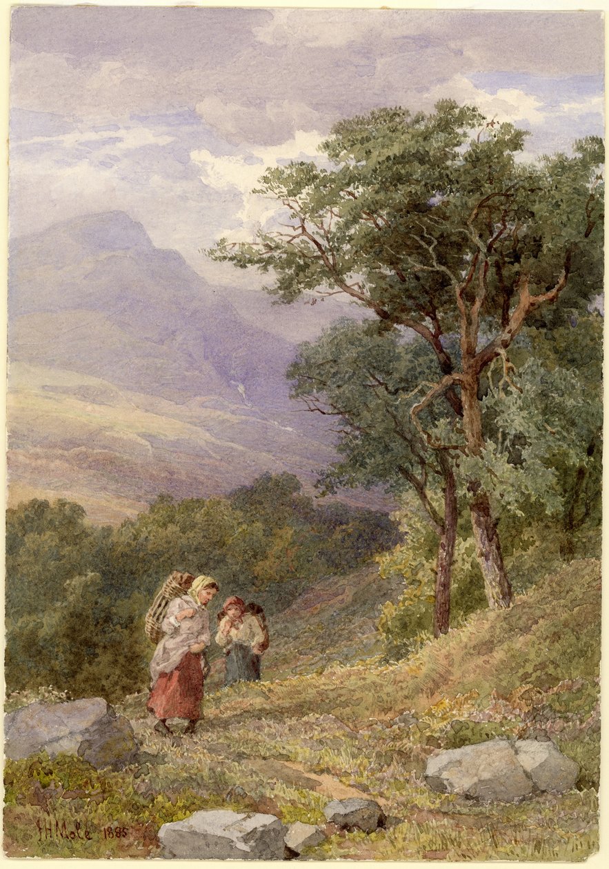 Perto de Tarbet, Loch Fyne (lápis e aquarela sobre papel) de John Henry Mole