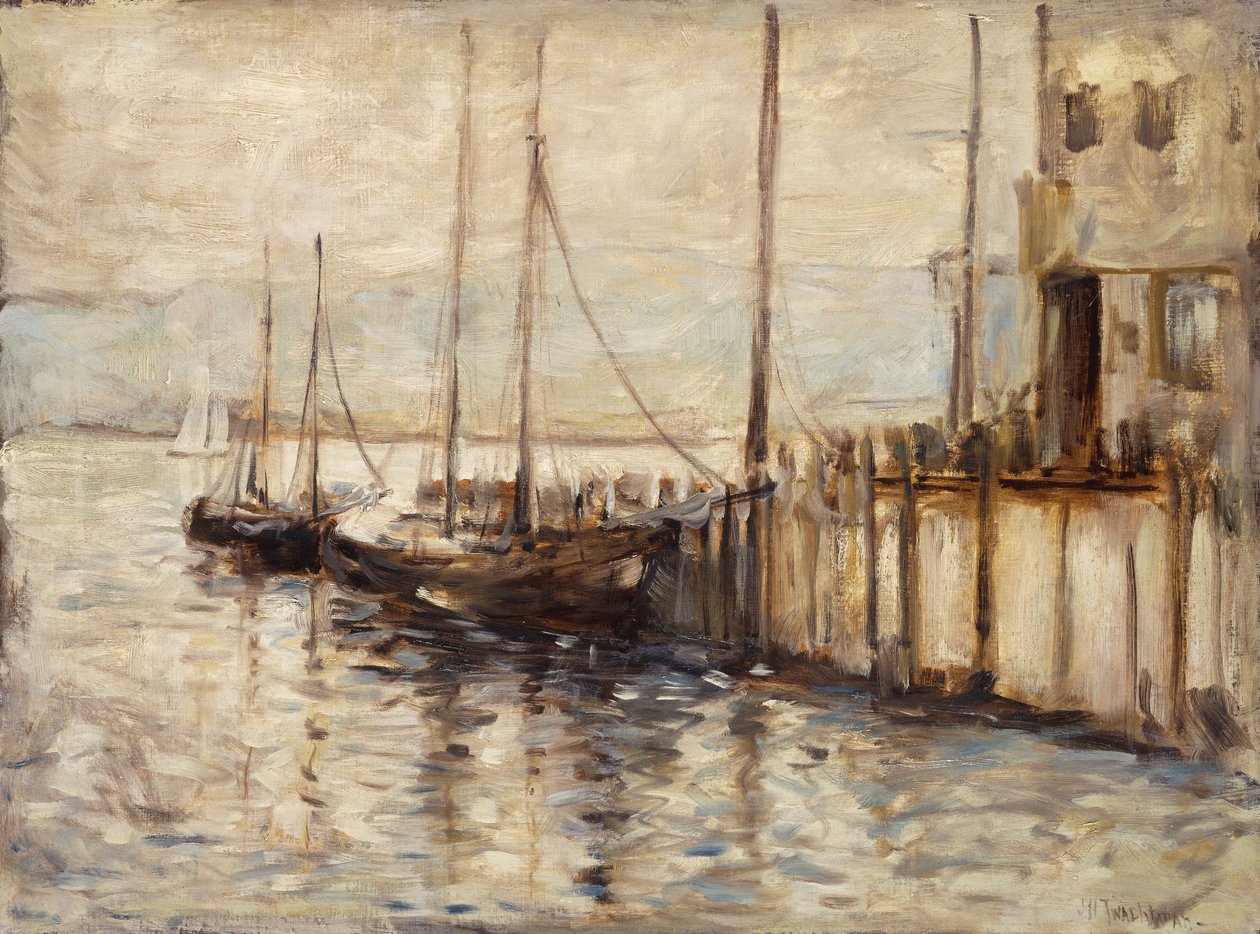 Barco de pesca em um porto, de John Henry Twachtman