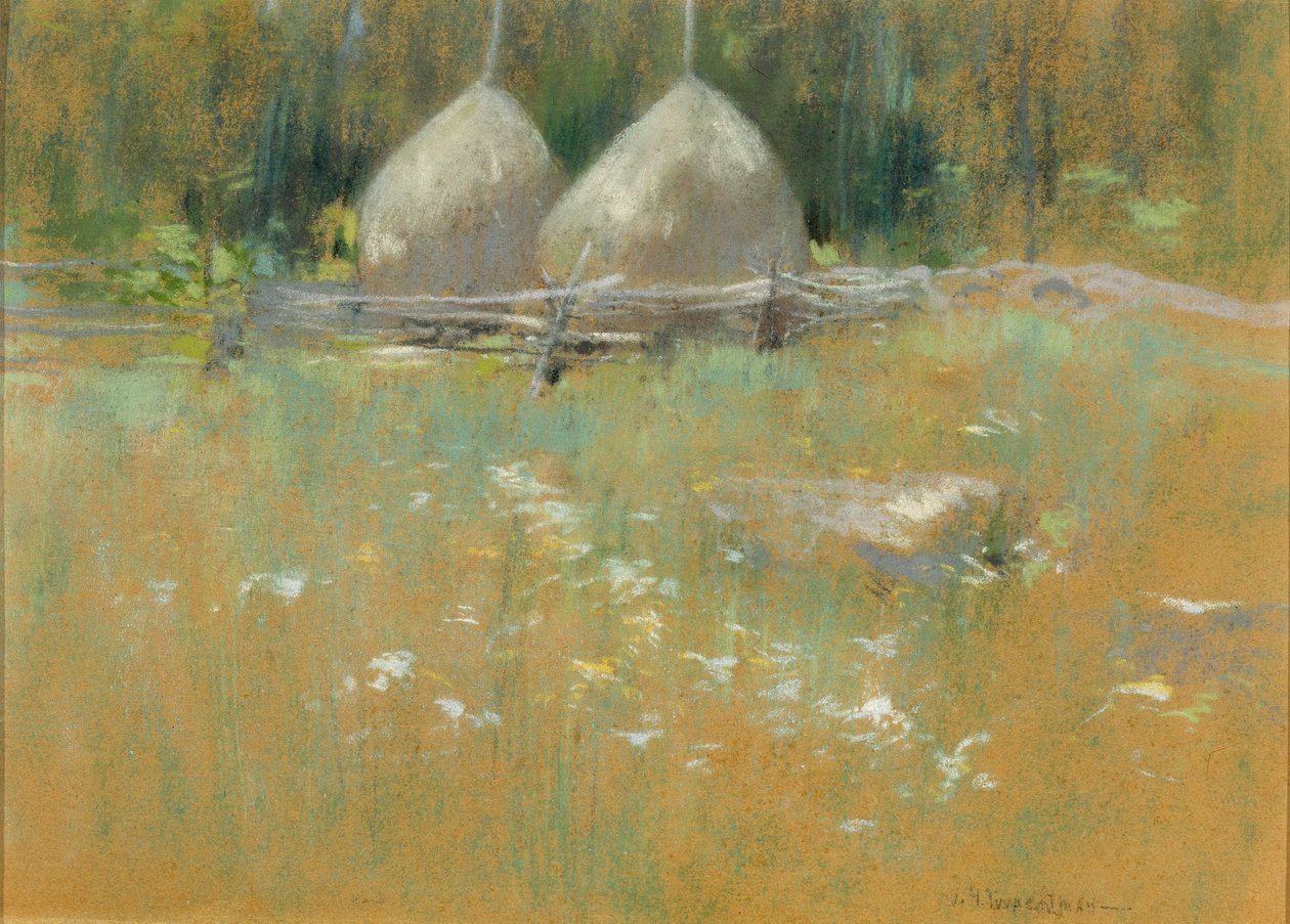 Palheiros na orla do bosque de John Henry Twachtman