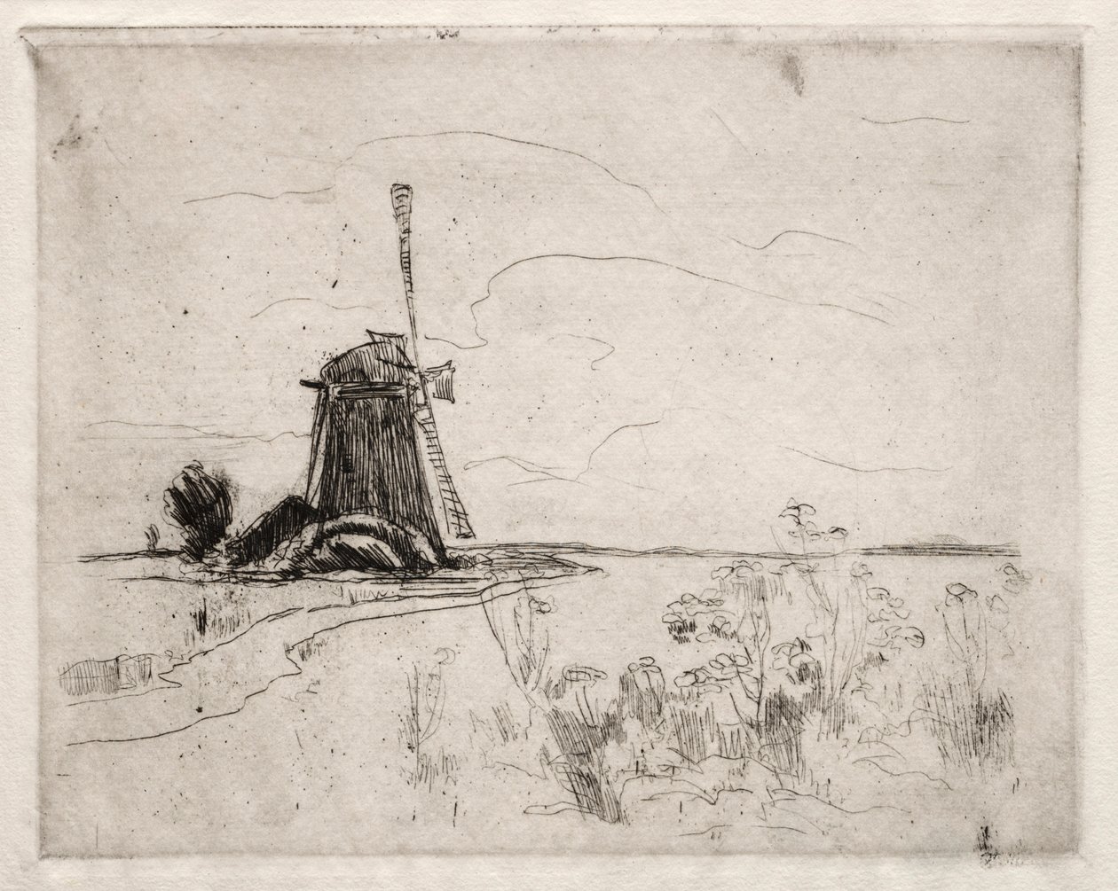 Moinho e ervas daninhas, Holanda de John Henry Twachtman