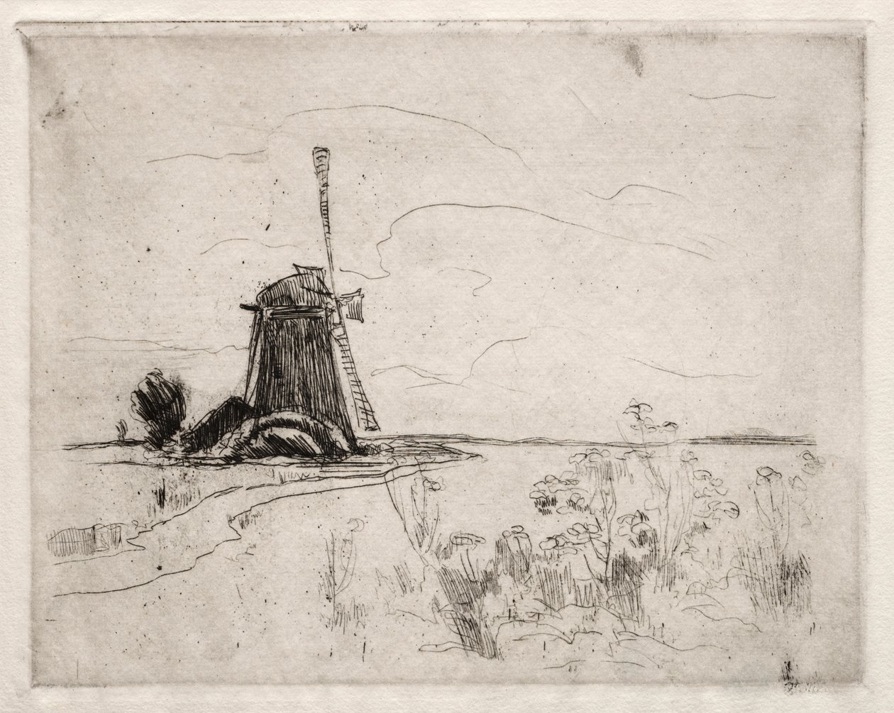 Moinho e ervas daninhas, Holanda. de John Henry Twachtman