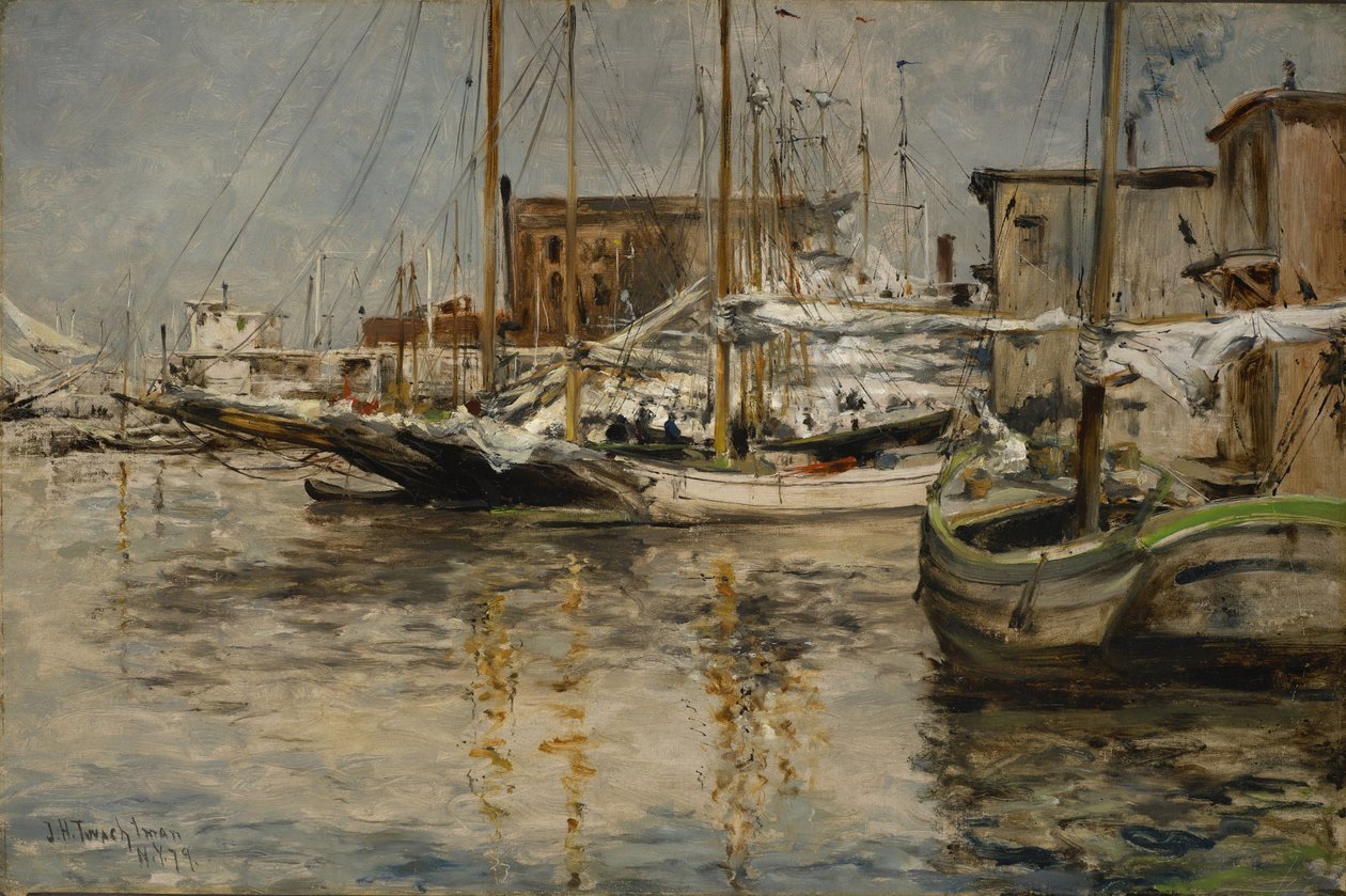 Barcos de ostras, North River de John Henry Twachtman