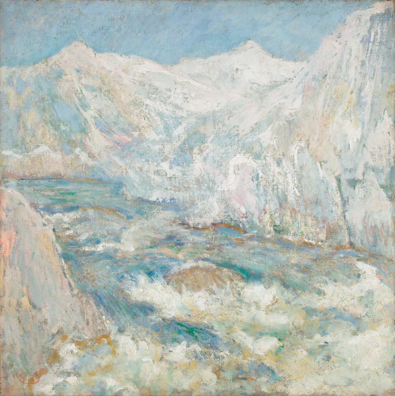 Os rápidos, Yellowstone, c. 1890-1899 (óleo sobre tela) de John Henry Twachtman
