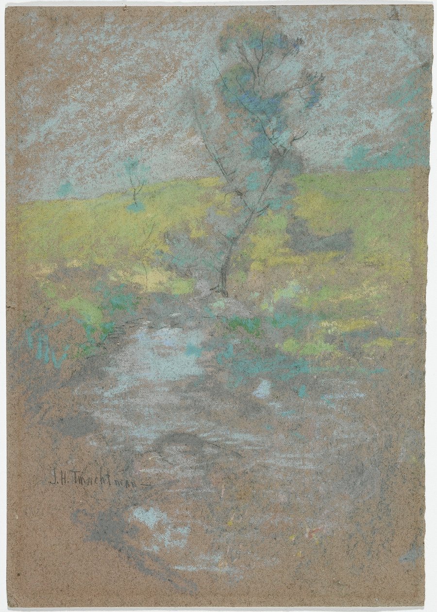 The Stream (lápis pastel e grafite sobre papel) de John Henry Twachtman