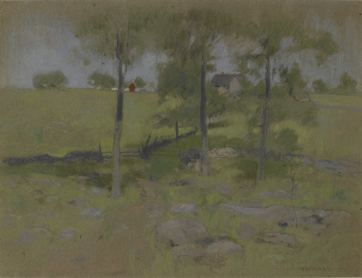 Três árvores, c.1888-95 de John Henry Twachtman