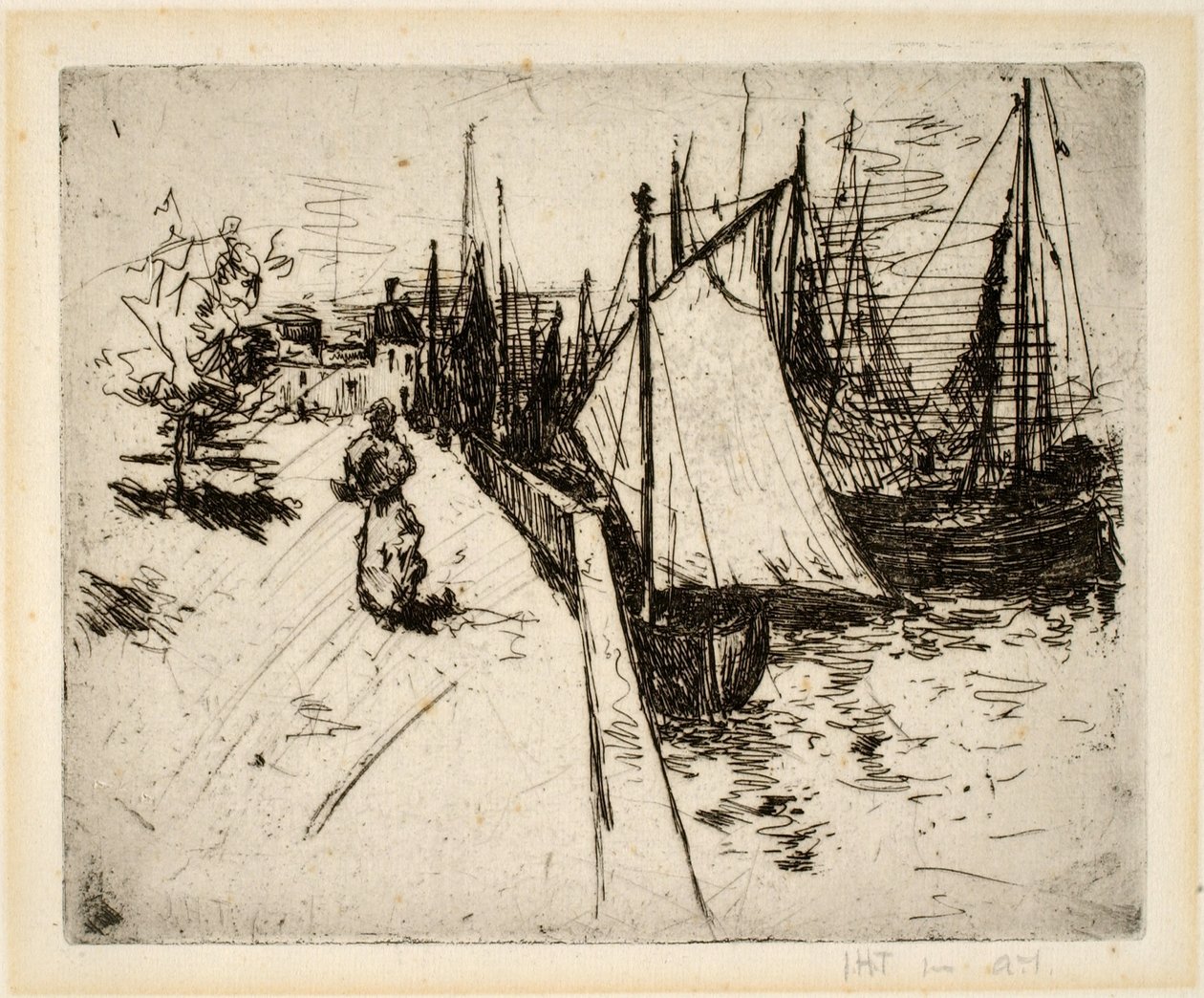 Mulher no cais, Honfleur de John Henry Twachtman