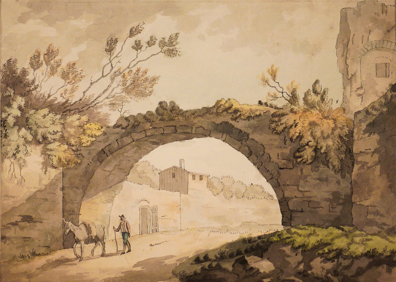 An Archway in Italy, c.1798 (aquarela com caneta e tinta no papel) de John Herman Merivale