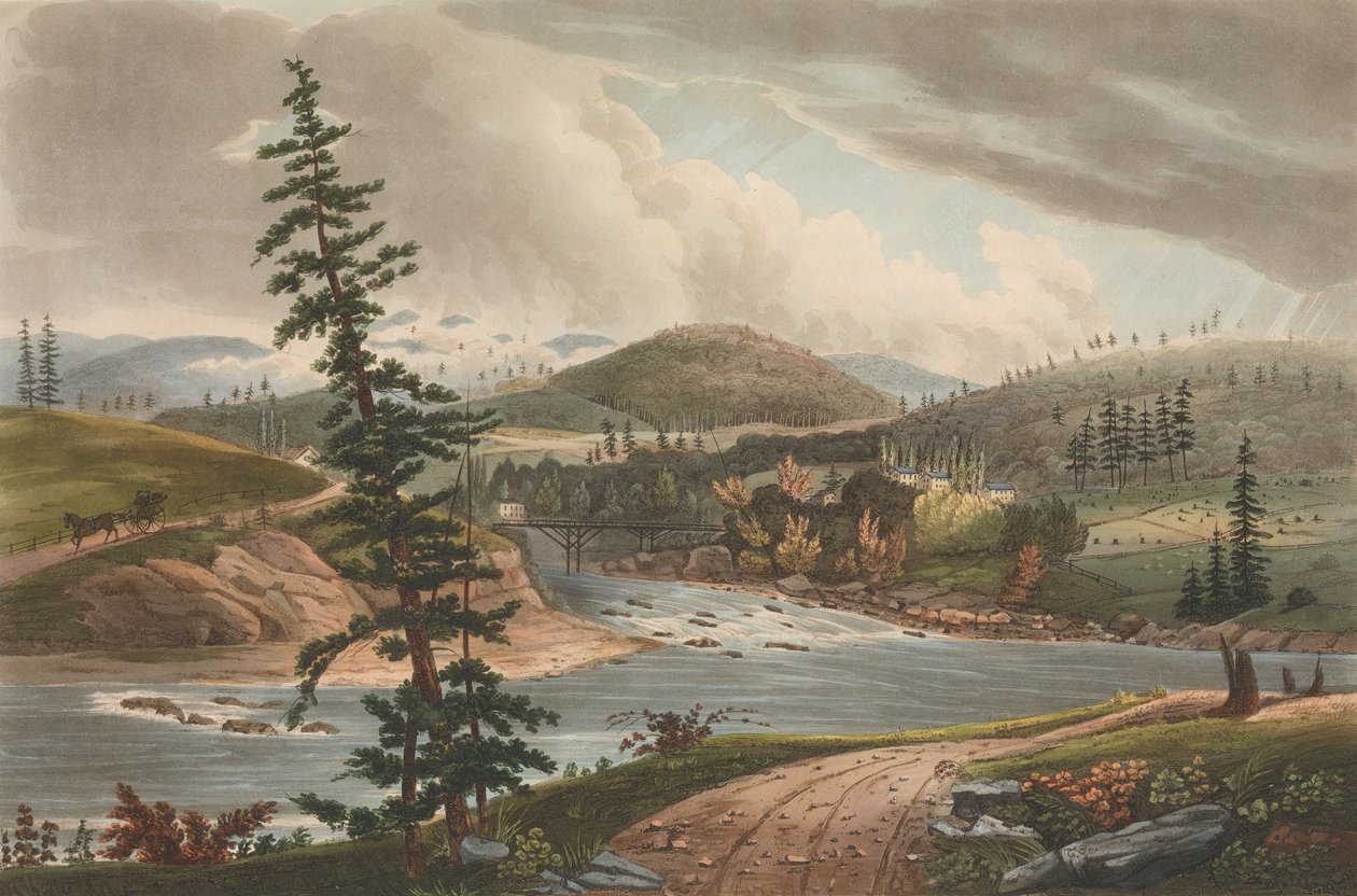 Junção dos Rios Sacandaga e Hudson Nº 2 do Portfólio do Rio Hudson, 1821-22. de John Hill