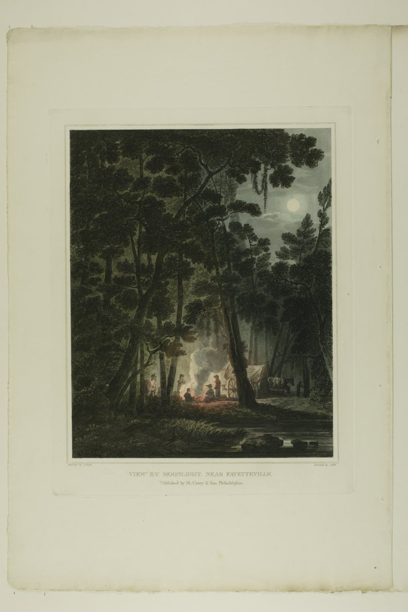 View By Moonlight, Near Fayetteville, placa três do segundo número de Picturesque Views of American Scenery de John Hill