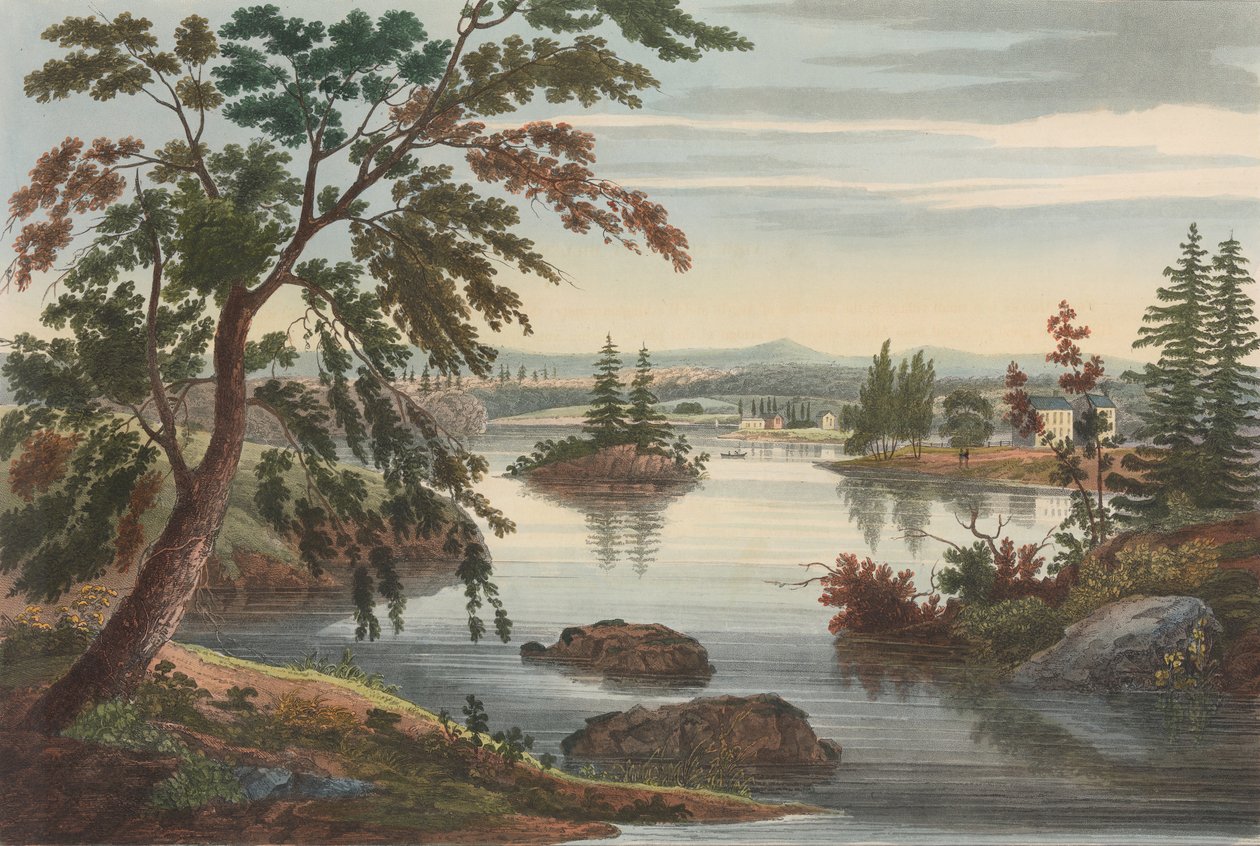 Vista Perto de Fort Miller No. 10 mais tarde alterada para No. 9 do The Hudson River Portfolio, 1822. de John Hill