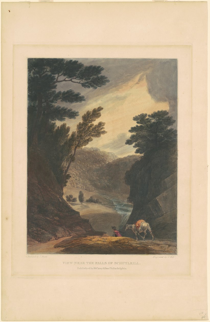 Vista perto das Cataratas de Schuylkill de John Hill, after Joshua Shaw