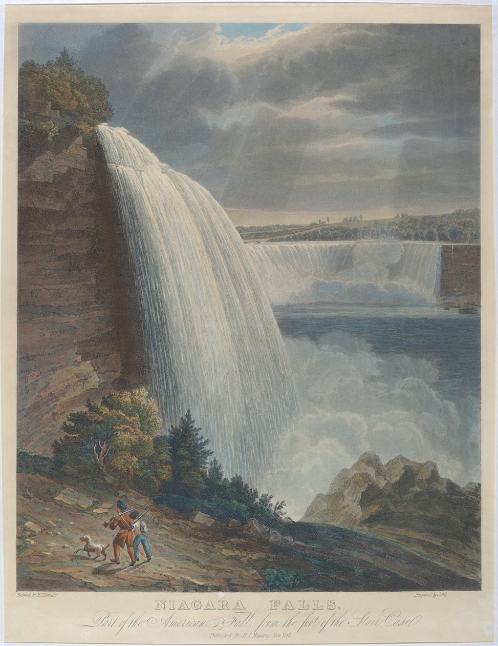 Cataratas do Niágara do pé da escada de John Hill, after William James Bennett
