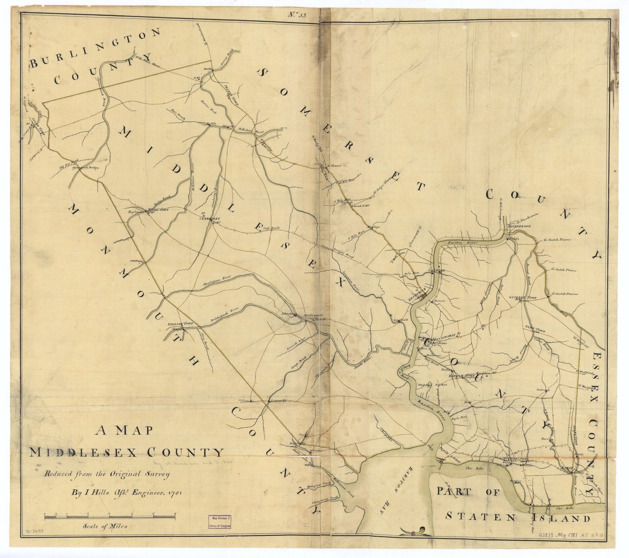Um mapa do condado de Middlesex. LOC gm72003603 de John Hills