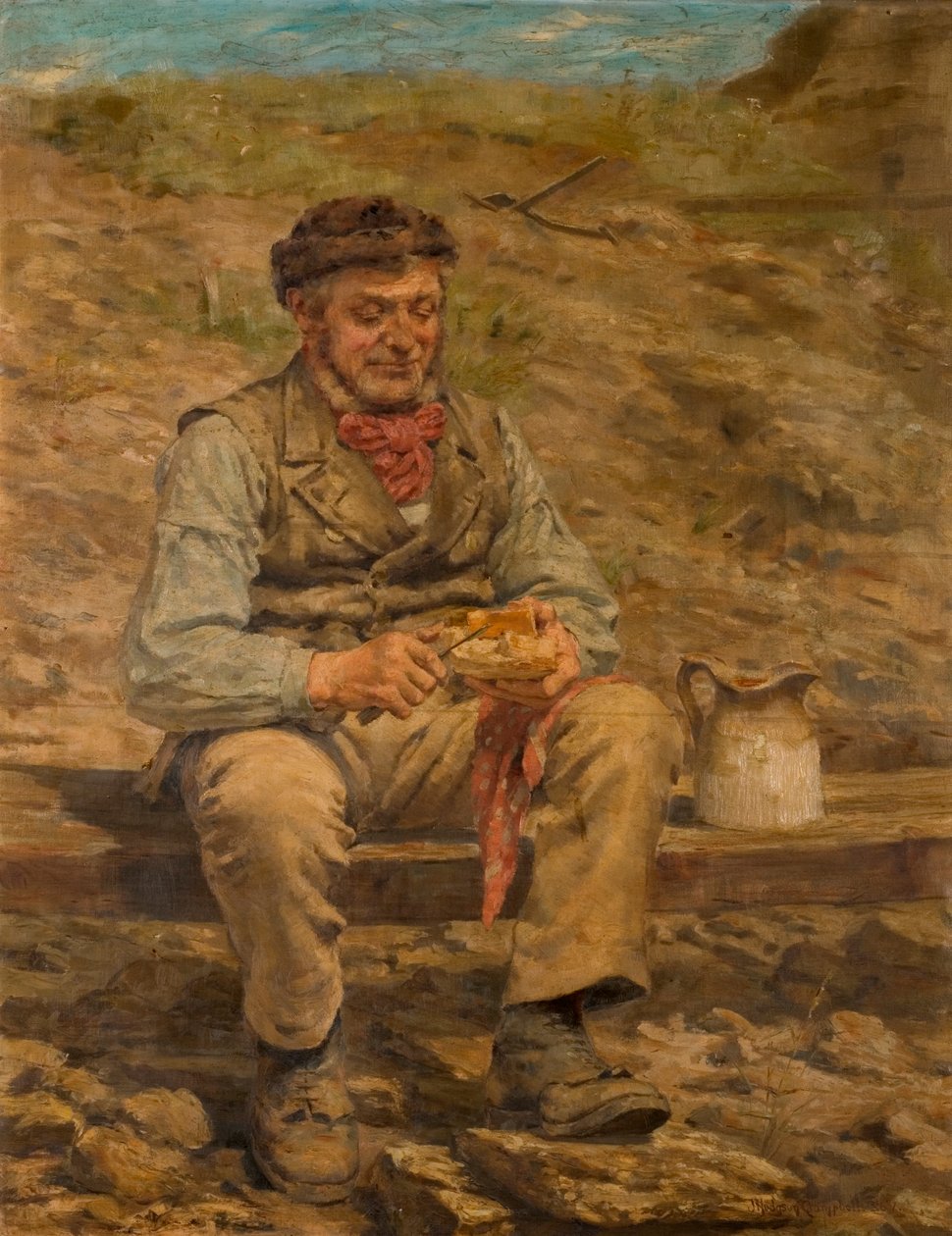 Trabalhador comendo almoço, 1886-87 de John Hodgson Campbell