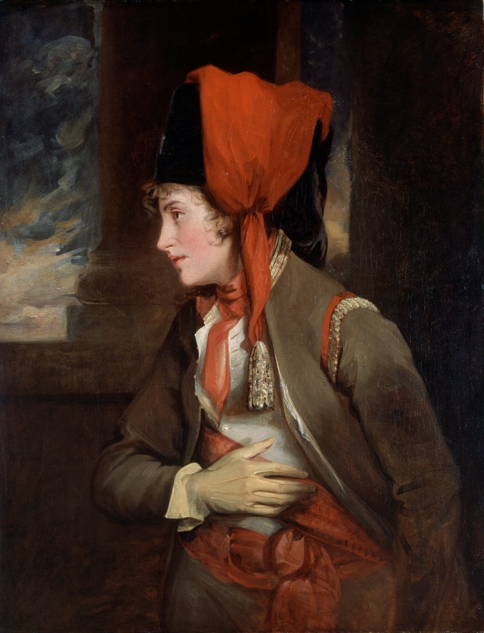 A Sra. Jordan como Viola na "Décima Segunda Noite" (óleo sobre painel) de John Hoppner