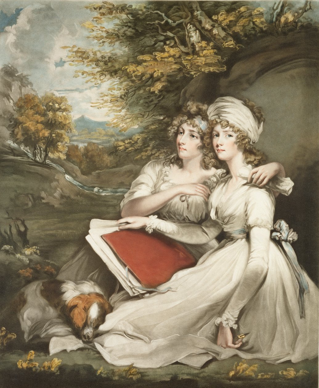 As filhas de Sir Thomas Frankland, Bart., Gravado e pub. por William Ward (1766-1826), 1797 (gravura em mezzotint) de John Hoppner