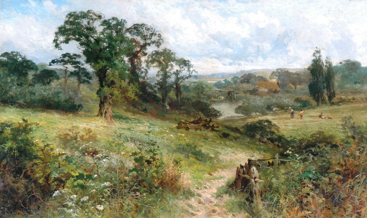 Shiplake em Thames from Wargrave Hills óleo sobre tela de John Horace Hooper