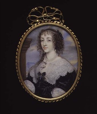 No.3862 Rainha Henrietta Maria, esposa do Rei Carlos I, c.1640 (vellum na carta de jogar) de John Hoskins