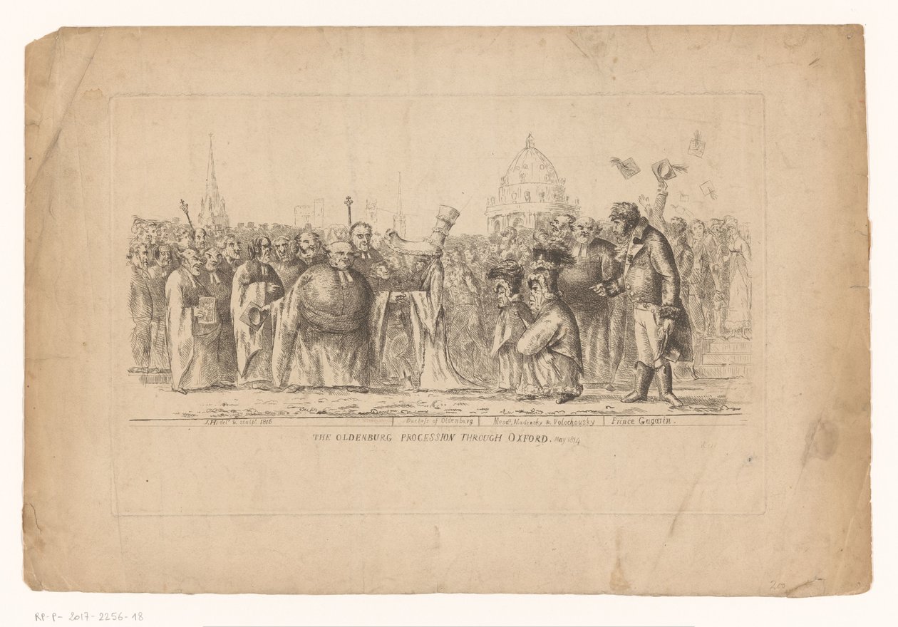 Catharina Paulowna van Rusland em Oxford, 1814 A procissão de Oldenburg através de Oxford. Maio de 1814 (título no objeto) de John Hughes