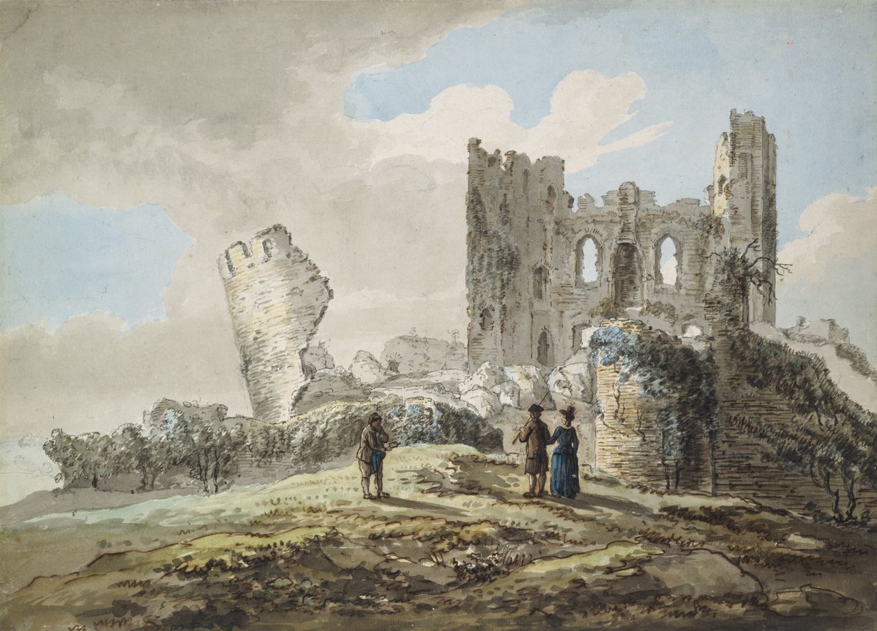 Castelo de Caerphilly (aguarela, caneta e lápis sobre papel) de John Inigo Richards
