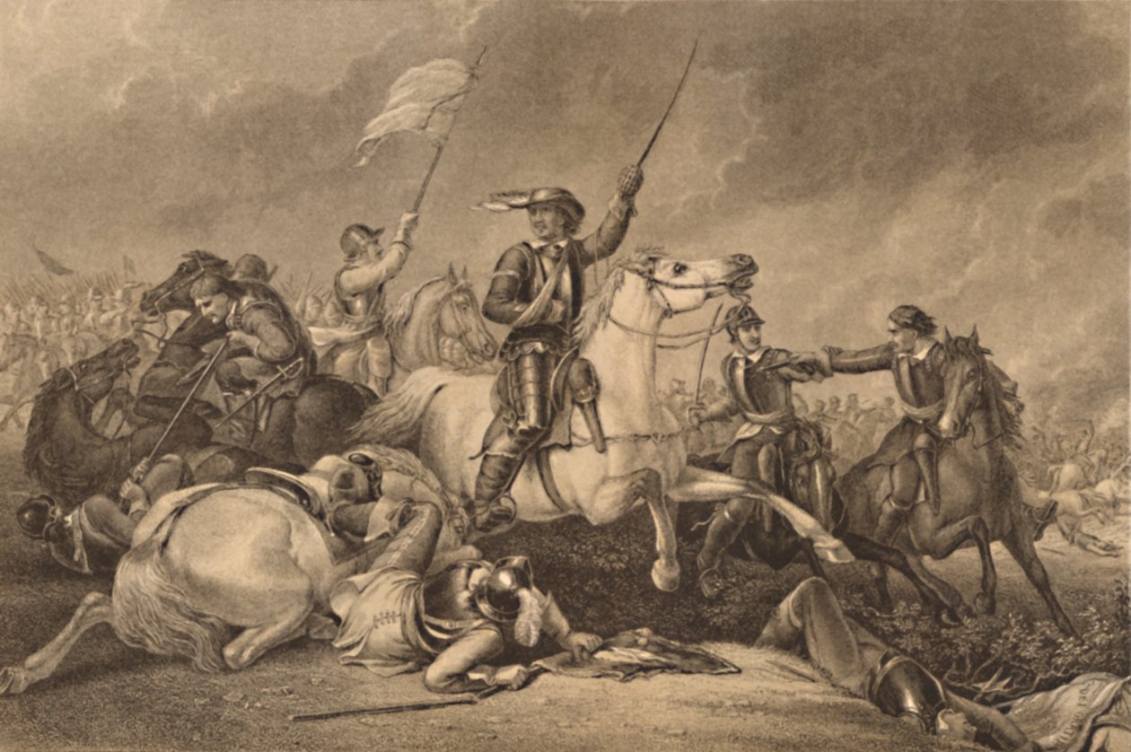 "Cromwell at the Battle of Marston Moor", 1886 de John J Crew
