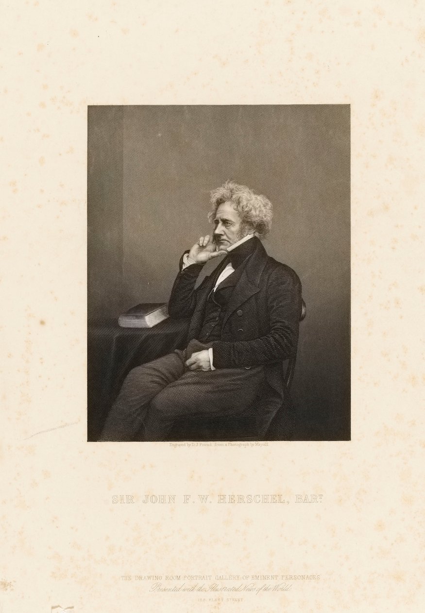 Sir John Frederick William Herschel (1792-1871), c.1860 (gravura em ponteado) de John Jabez Edwin Paisley (after) Mayall