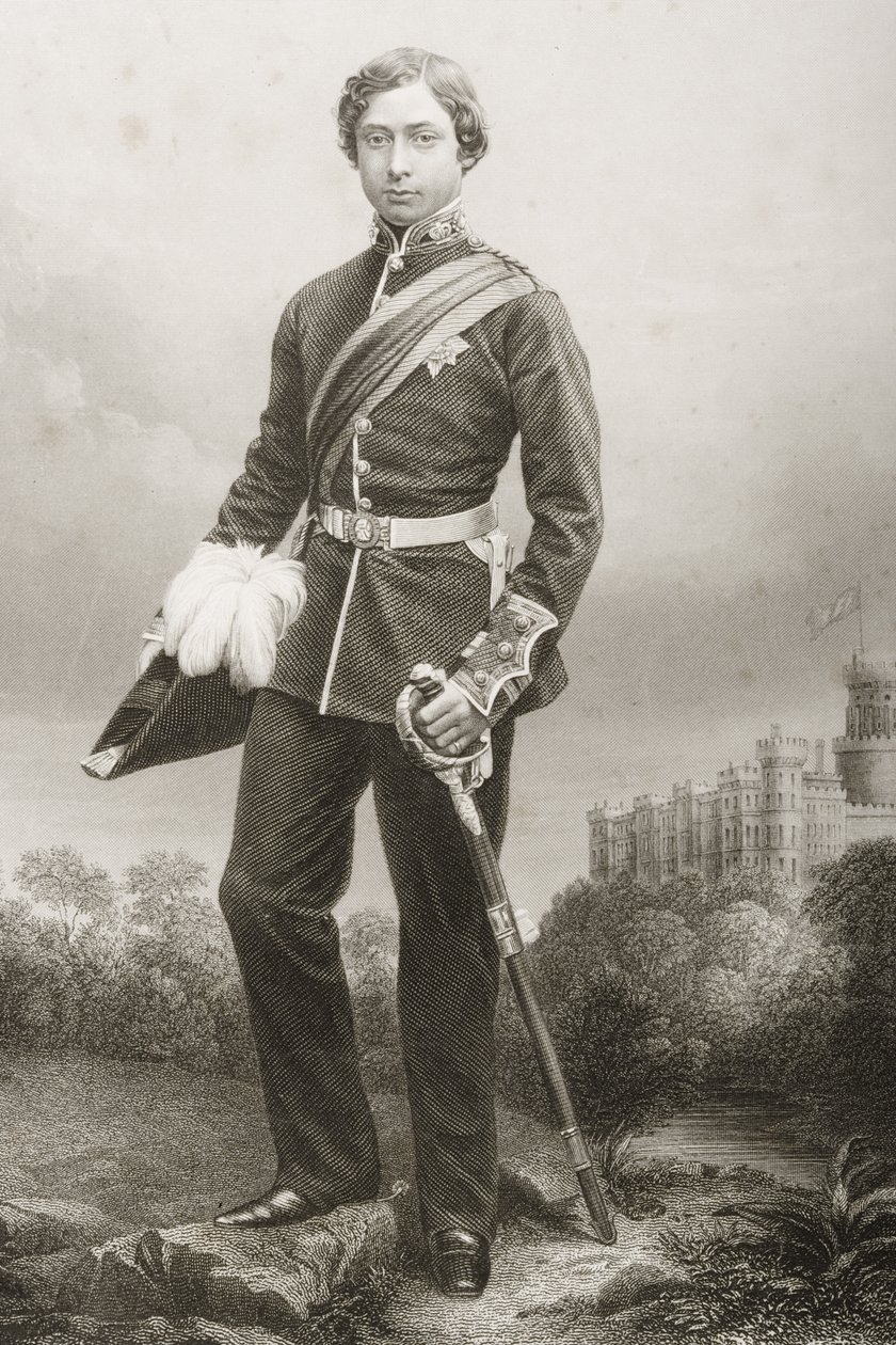 Albert Edward (1841-1910) gravado por DJ Pound de uma fotografia, de &39;A Sala de Estar de Personagens Eminentes, Volume 2&39;, publicado em Londres, 1860 de John Jabez Edwin Paisley Mayall