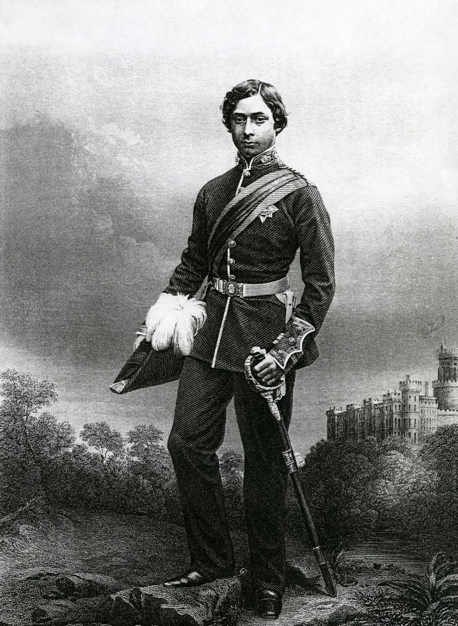 Albert Edward, Príncipe de Gales, gravado por DJ Pound a partir de uma fotografia, de "A Sala de Estar de Personagens Eminentes, Volume 2", publicado em Londres, 1860 de John Jabez Edwin Paisley Mayall