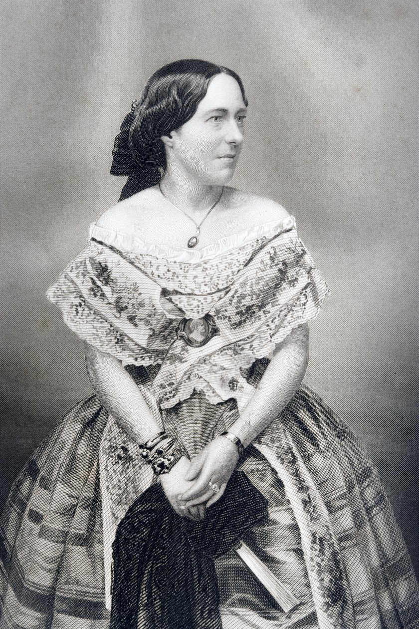 Clara Novello (1818-1908) gravada por DJ Pound a partir de uma fotografia, de &39;A Sala de Estar de Personagens Eminentes, Volume 2&39;, publicada em Londres, 1860 de John Jabez Edwin Paisley Mayall