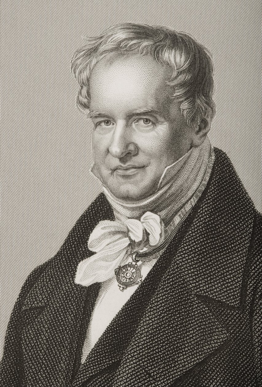Friedrich Heinrich Alexander Humboldt (1769-1859), Barão von Humboldt, gravado por DJ Pound a partir de uma fotografia, de The Drawing-Room of Eminent Personages, Volume 2, publicado em Londres, 1860 (engra de John Jabez Edwin Paisley Mayall