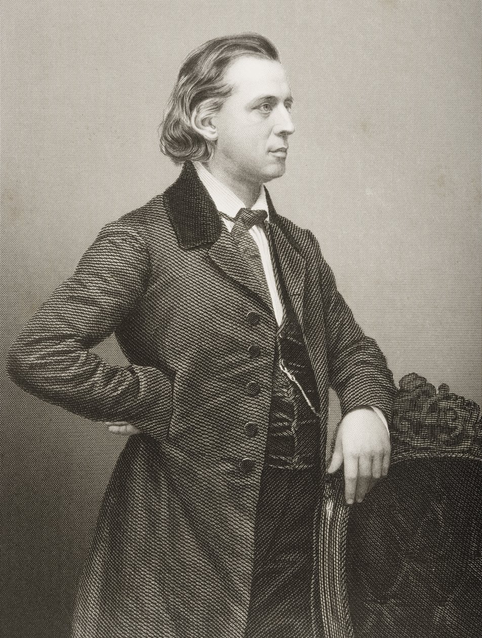 Henry Ward Beecher (1813-1887) gravado por DJ Pound de uma fotografia, de &39;A Sala de Estar de Personagens Eminentes, Volume 2&39;, publicado em Londres, 1860 de John Jabez Edwin Paisley Mayall