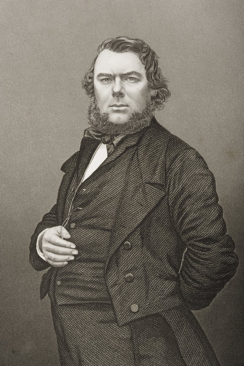 Hugh Stowell Brown (1823-86), gravado por DJ Pound de uma fotografia, de "A Sala de Estar de Personagens Eminentes, Volume 2", publicado em Londres, 1860 de John Jabez Edwin Paisley Mayall