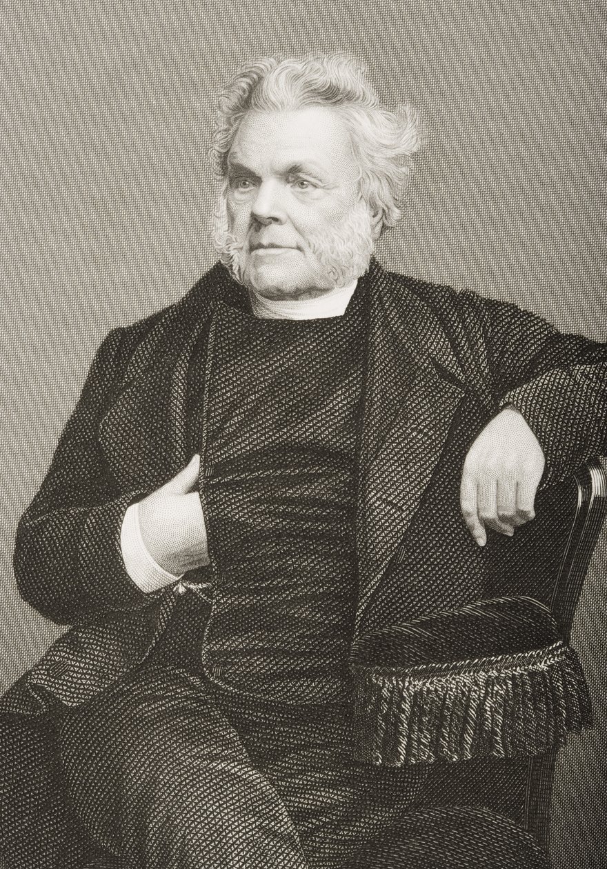 John Angell James (1785-1859), gravado por DJ Pound de uma fotografia, de &39;A Sala de Estar de Personagens Eminentes, Volume 2&39;, publicado em Londres, 1860 de John Jabez Edwin Paisley Mayall