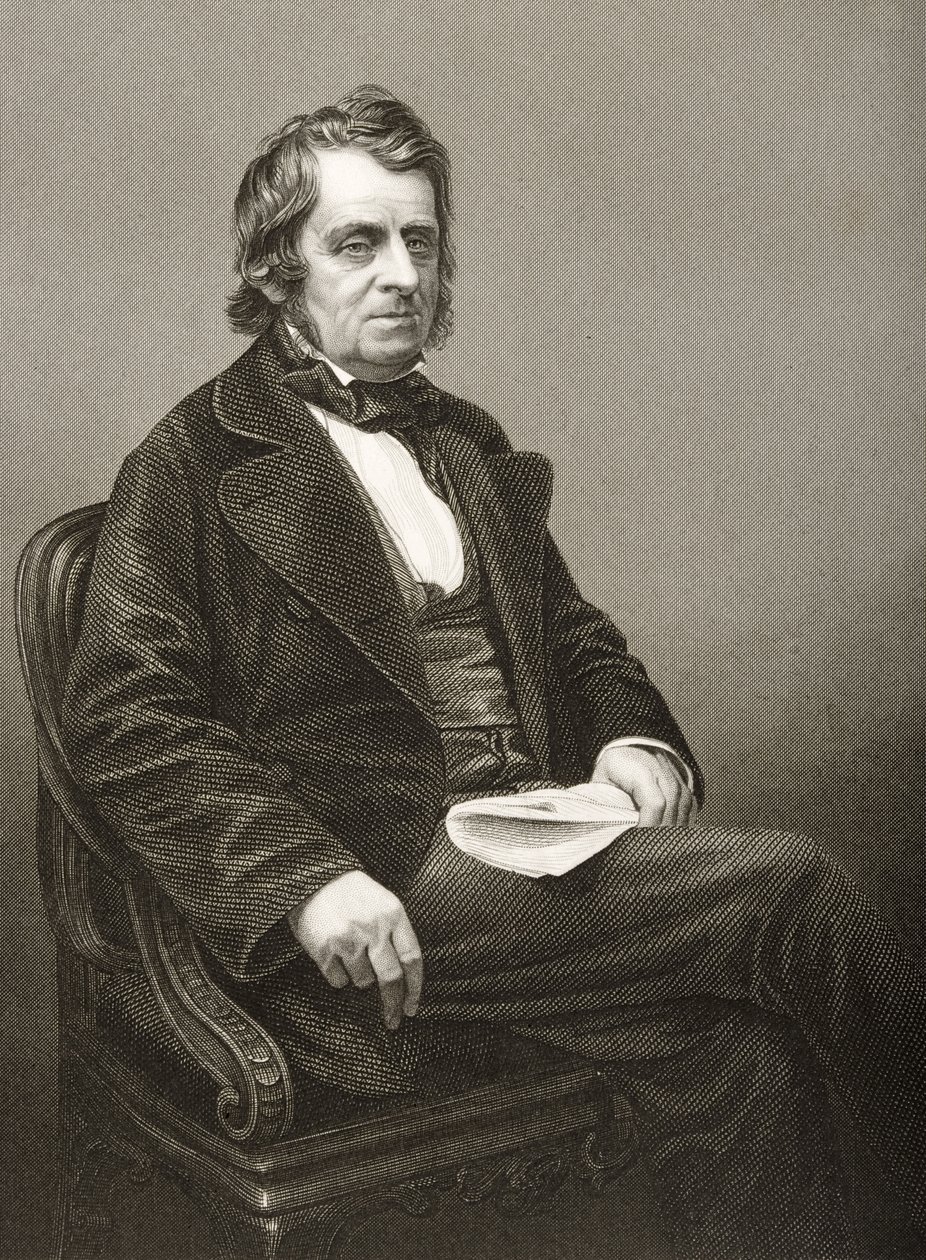 John Arthur Roebuck (1801-79), gravado por DJ Pound de uma fotografia, de &39;A Sala de Estar de Personagens Eminentes, Volume 2&39;, publicado em Londres, 1860 de John Jabez Edwin Paisley Mayall