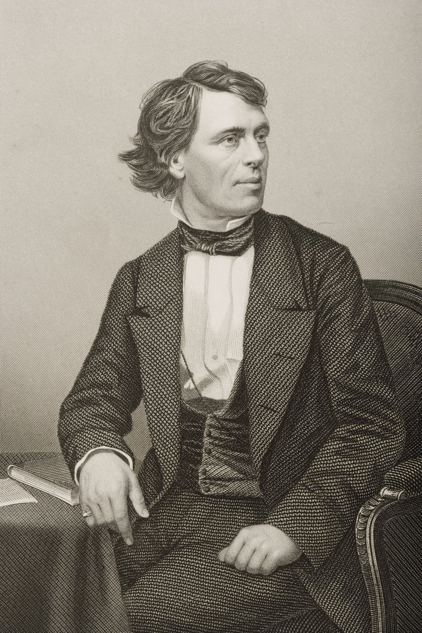 John Bartholomew Gough (1817-86), gravado por DJ Pound de uma fotografia de &39;A Sala de Estar de Personagens Eminentes, Volume 2&39;, publicado em Londres, 1860 de John Jabez Edwin Paisley Mayall