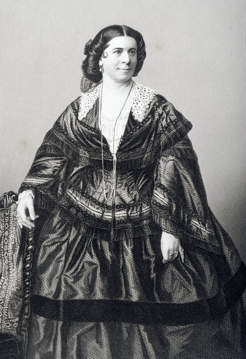 Madame Anna Bishop (1810-84) gravada por DJ Pound a partir de uma fotografia, de &39;A Sala de Estar de Personagens Eminentes, Volume 2&39;, publicada em Londres, 1860 de John Jabez Edwin Paisley Mayall