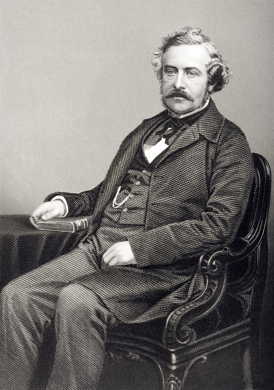 Martin Farquhar Tupper (1810-1889) gravado por DJ Pound de uma fotografia, de &39;A Sala de Estar de Personagens Eminentes, Volume 2&39;, publicado em Londres, 1860 de John Jabez Edwin Paisley Mayall