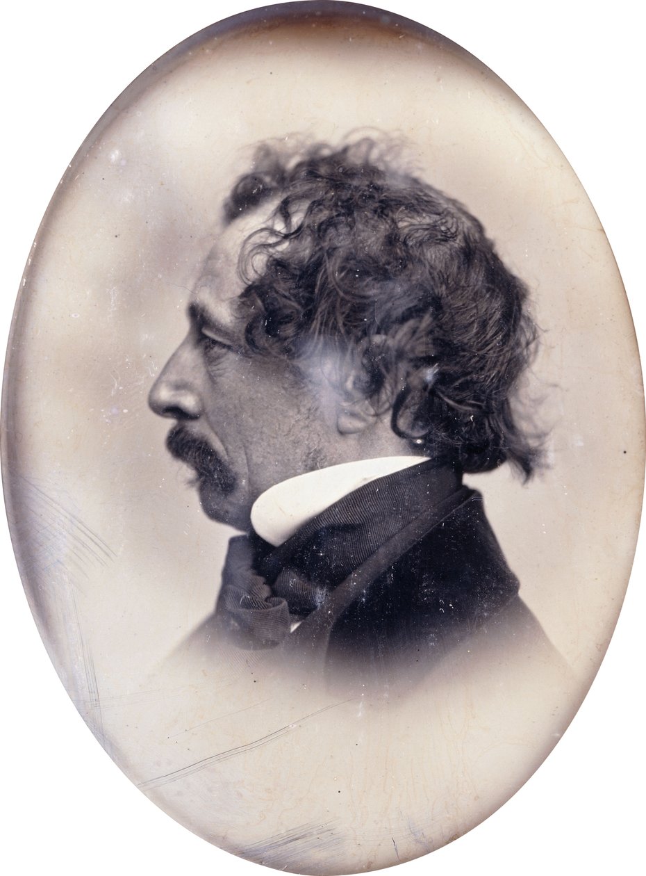 Retrato de perfil de um cavalheiro, identificado como Charles Dickens, c.1853-1855 de John Jabez Edwin Paisley Mayall