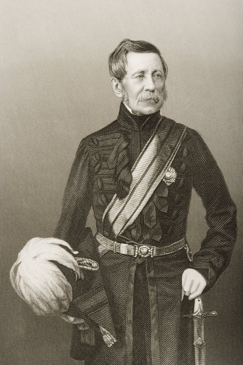 Sir John Fox Burgoyne (1782-1871), gravado por DJ Pound de uma fotografia, de "A Sala de Estar de Personagens Eminentes, Volume 2", publicado em Londres, 1860 de John Jabez Edwin Paisley Mayall
