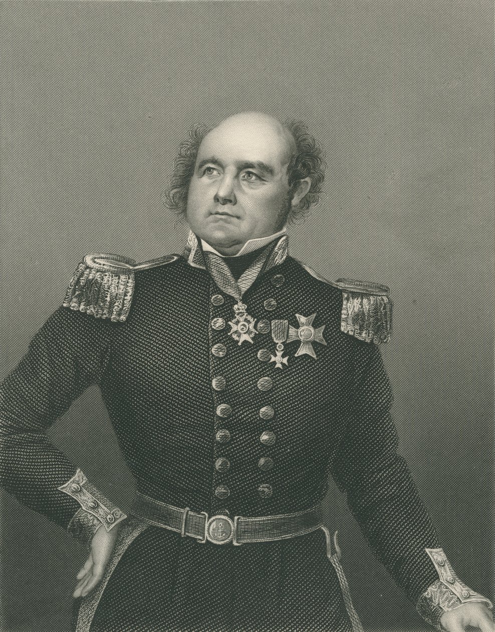 Sir John Franklin, gravado por DJ Pound a partir de uma fotografia, de "A Sala de Estar de Personagens Eminentes, Volume 2", publicado em Londres, 1860 de John Jabez Edwin Paisley Mayall